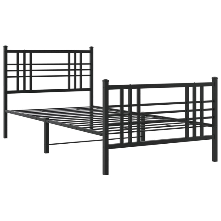 sengeramme med sengegavl og fodgærde 100x200 cm metal sort
