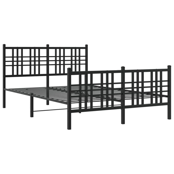 sengeramme med sengegavl og fodgærde 137x190 cm metal sort