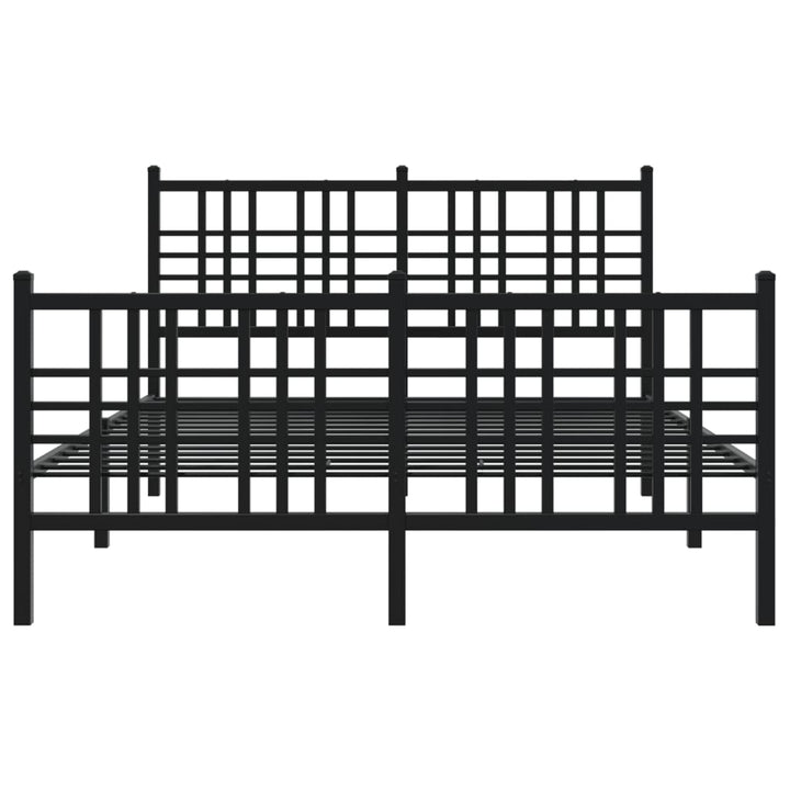 sengeramme med sengegavl og fodgærde 137x190 cm metal sort
