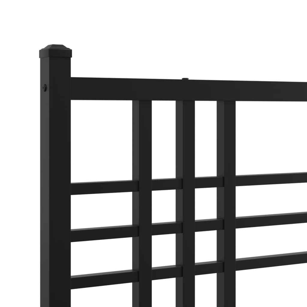 sengeramme med sengegavl og fodgærde 137x190 cm metal sort