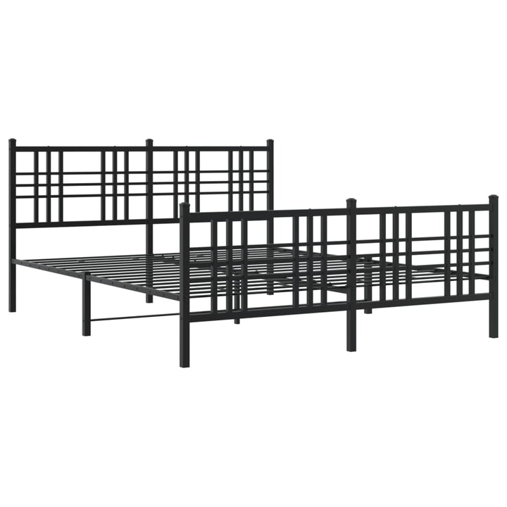 sengeramme med sengegavl og fodgærde 150x200 cm metal sort