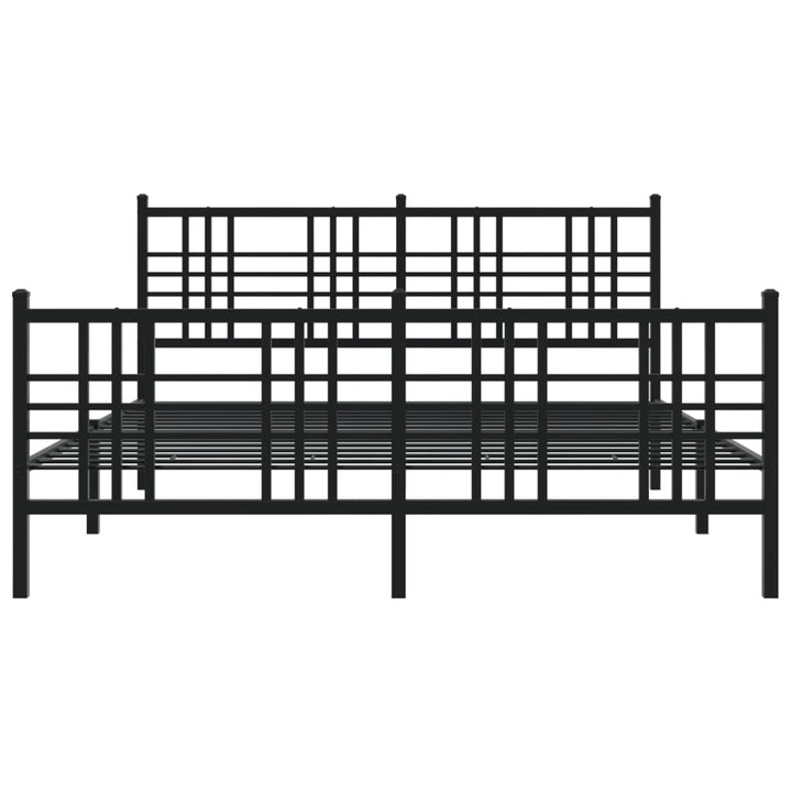 sengeramme med sengegavl og fodgærde 150x200 cm metal sort