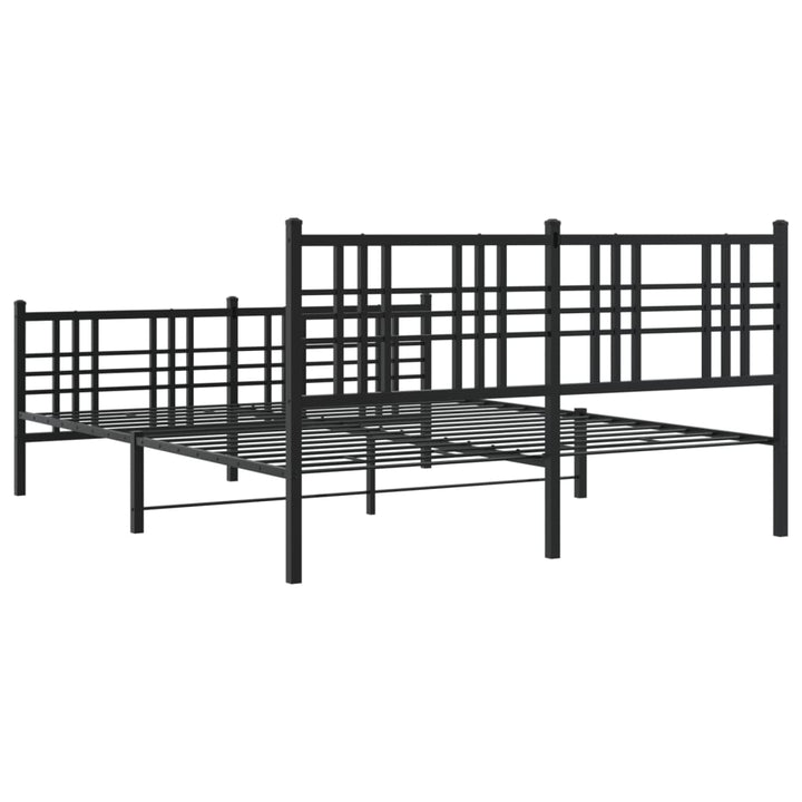 sengeramme med sengegavl og fodgærde 150x200 cm metal sort