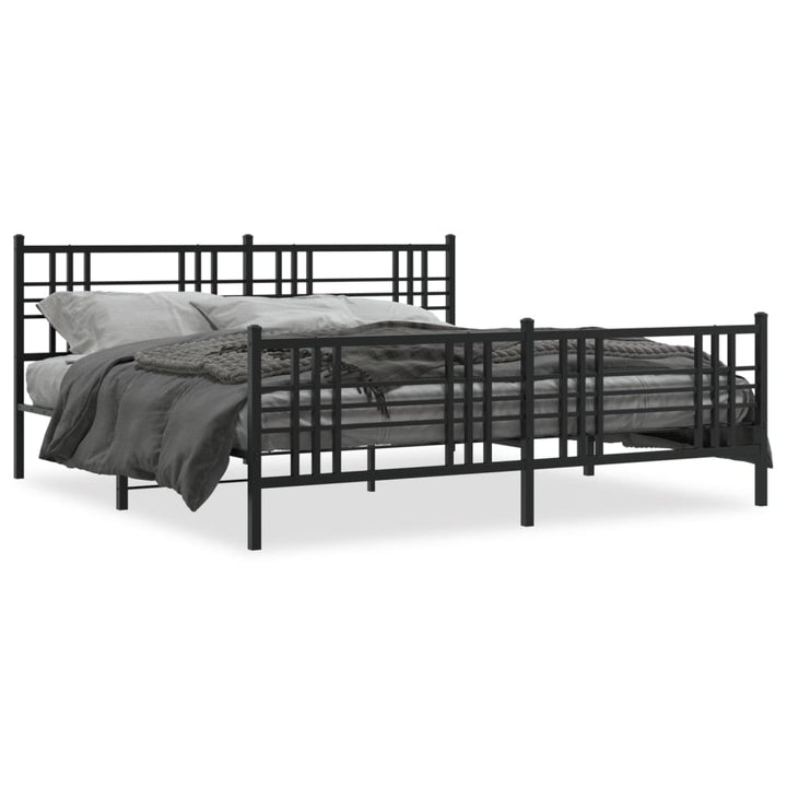 sengeramme med sengegavl og fodgærde 183x213 cm metal sort