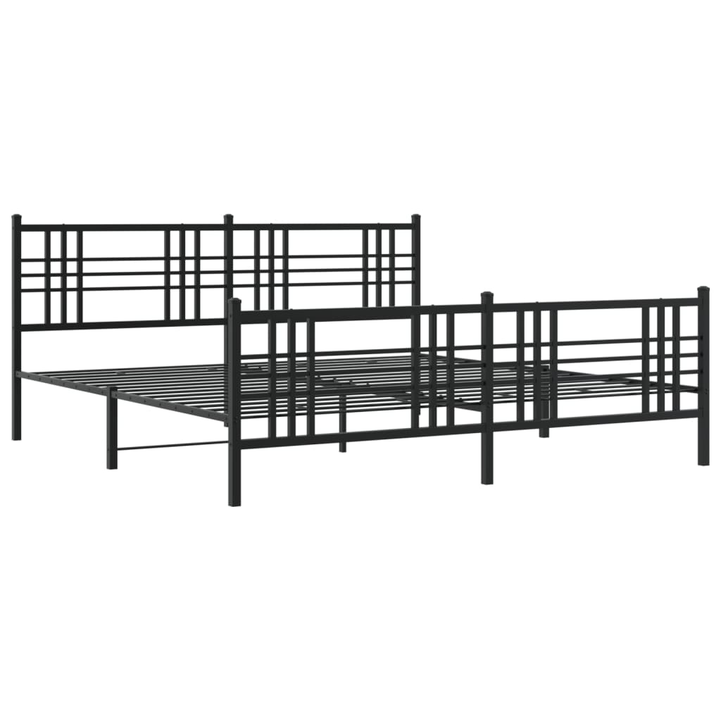 sengeramme med sengegavl og fodgærde 183x213 cm metal sort