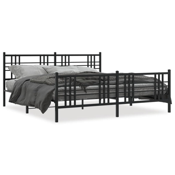 sengeramme med sengegavl og fodgærde 193x203 cm metal sort