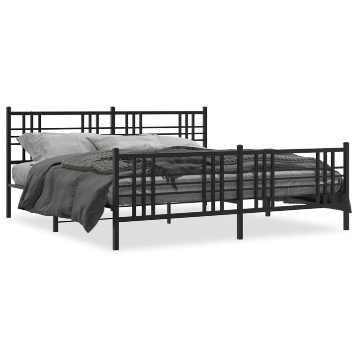 sengeramme med sengegavl og fodgærde 200x200 cm metal sort