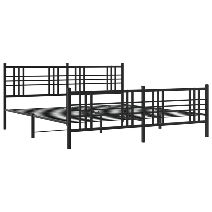 sengeramme med sengegavl og fodgærde 200x200 cm metal sort