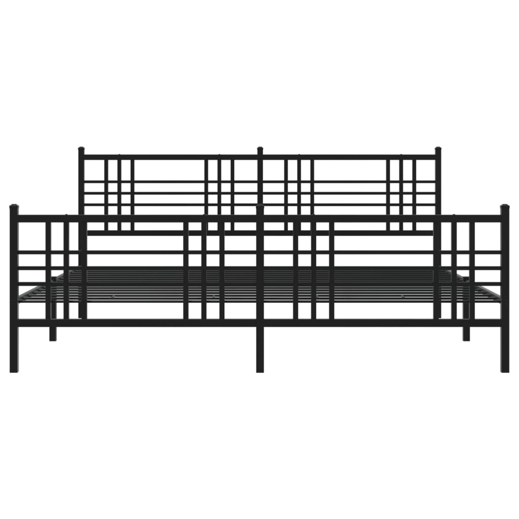 sengeramme med sengegavl og fodgærde 200x200 cm metal sort