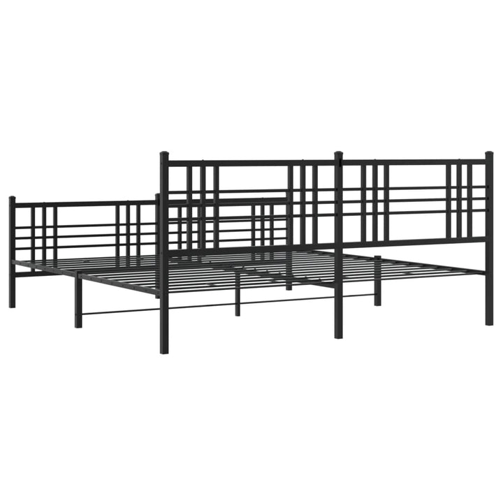 sengeramme med sengegavl og fodgærde 200x200 cm metal sort