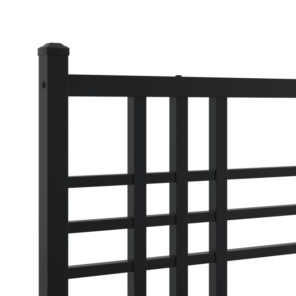sengeramme med sengegavl og fodgærde 200x200 cm metal sort