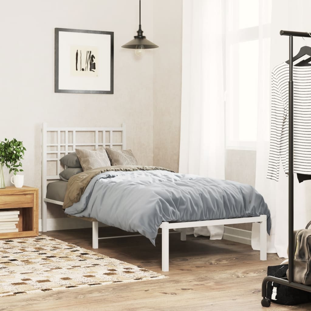 sengeramme med sengegavl 80x200 cm metal hvid