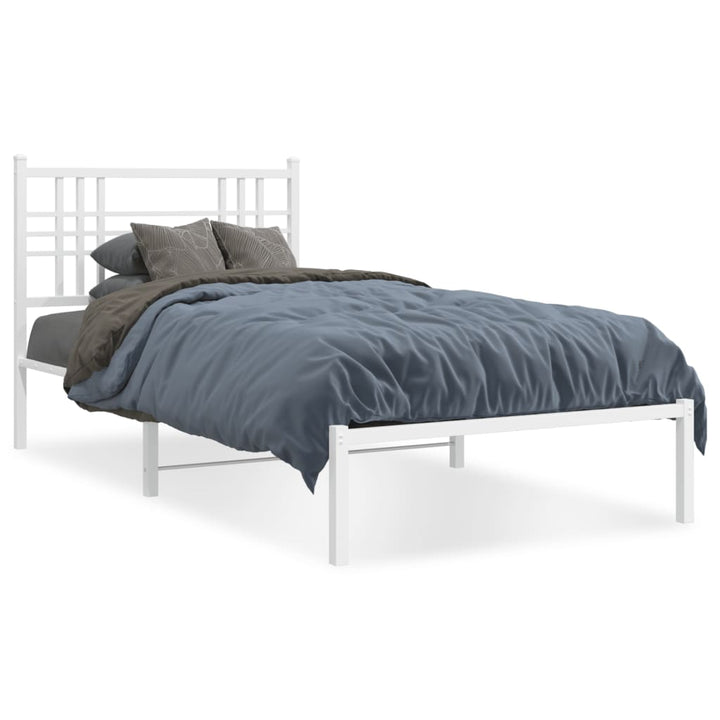 sengeramme med sengegavl 100x190 cm metal hvid