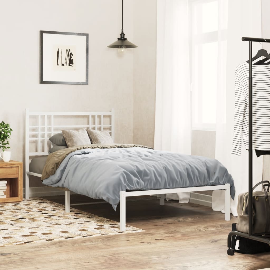 sengeramme med sengegavl 100x200 cm metal hvid