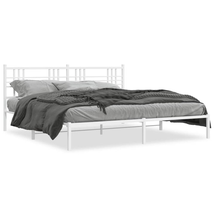 sengeramme med sengegavl 183x213 cm metal hvid