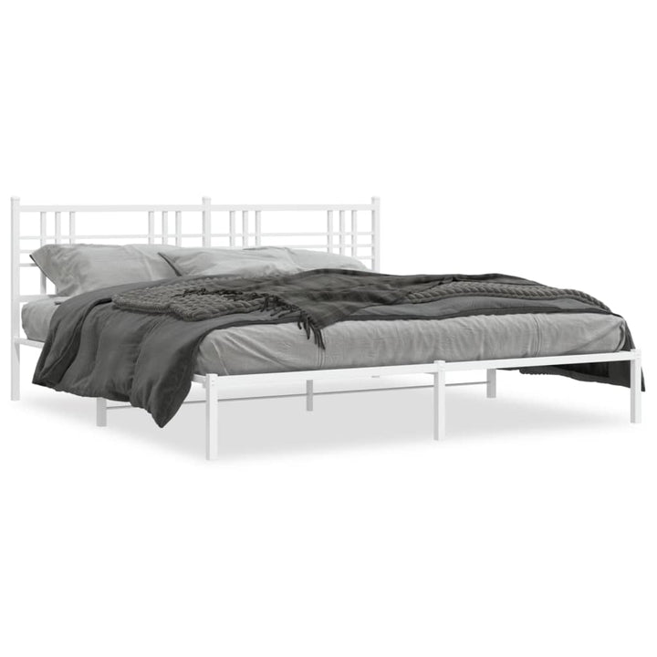 sengeramme med sengegavl 200x200 cm metal hvid