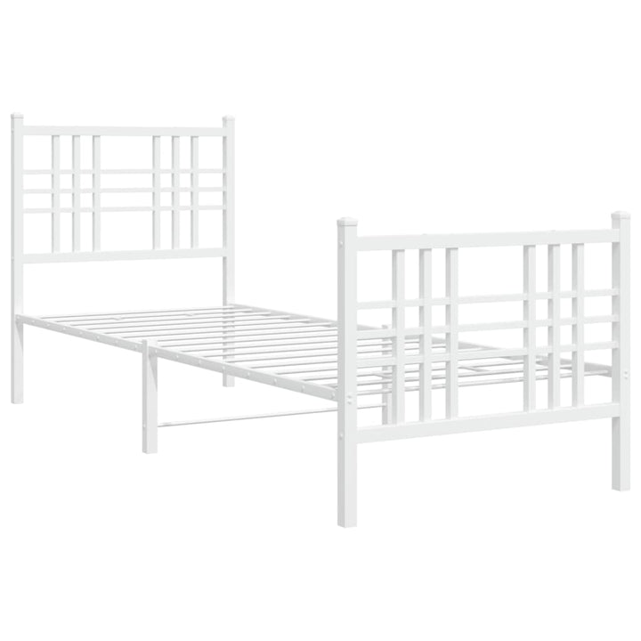 sengeramme med sengegavl og fodgærde 80x200 cm metal hvid