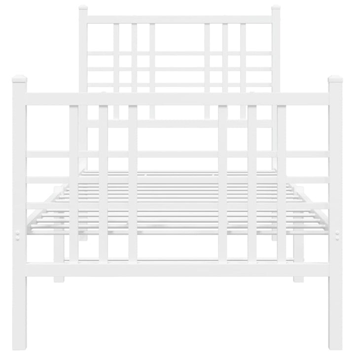 sengeramme med sengegavl og fodgærde 80x200 cm metal hvid