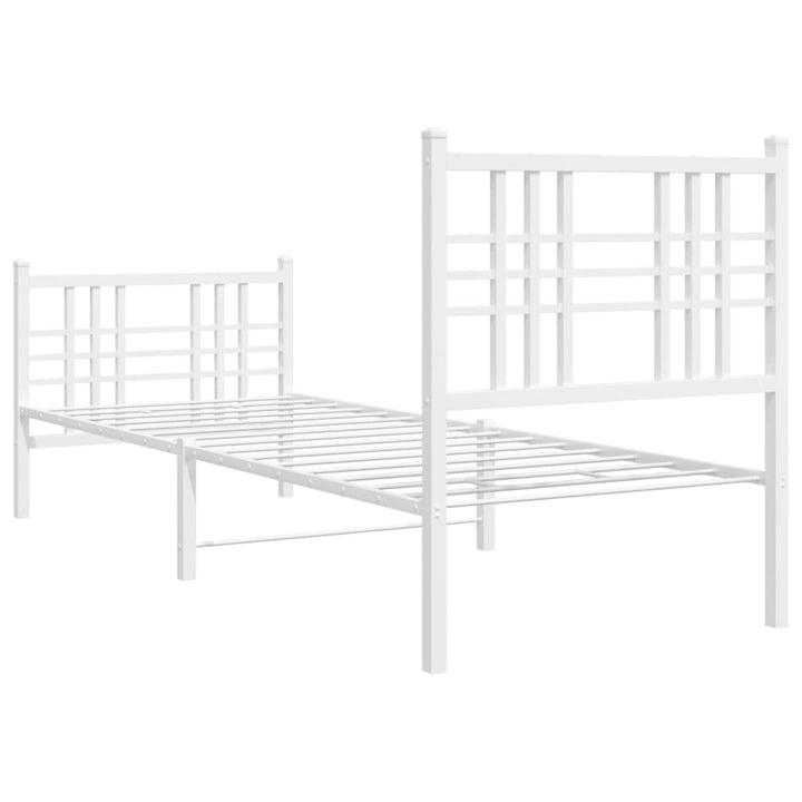 sengeramme med sengegavl og fodgærde 80x200 cm metal hvid