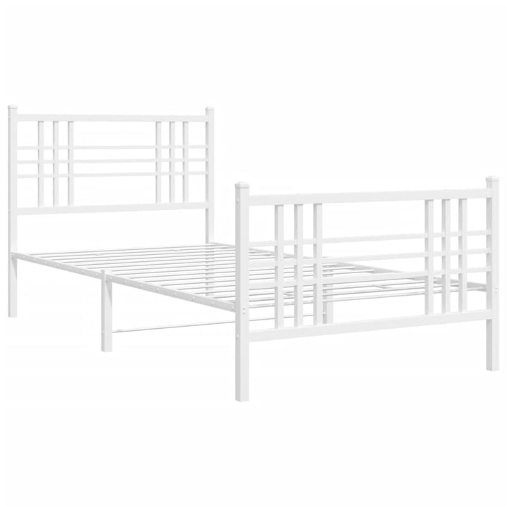 sengeramme med sengegavl og fodgærde 90x190 cm metal hvid