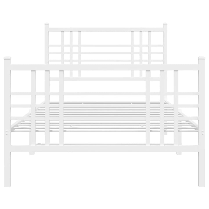 sengeramme med sengegavl og fodgærde 90x190 cm metal hvid