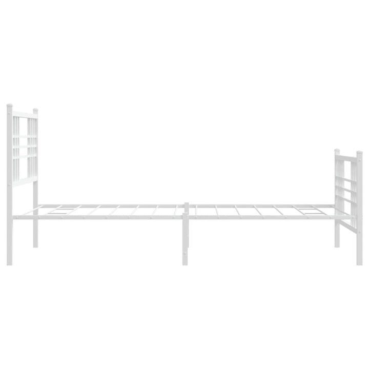 sengeramme med sengegavl og fodgærde 90x190 cm metal hvid