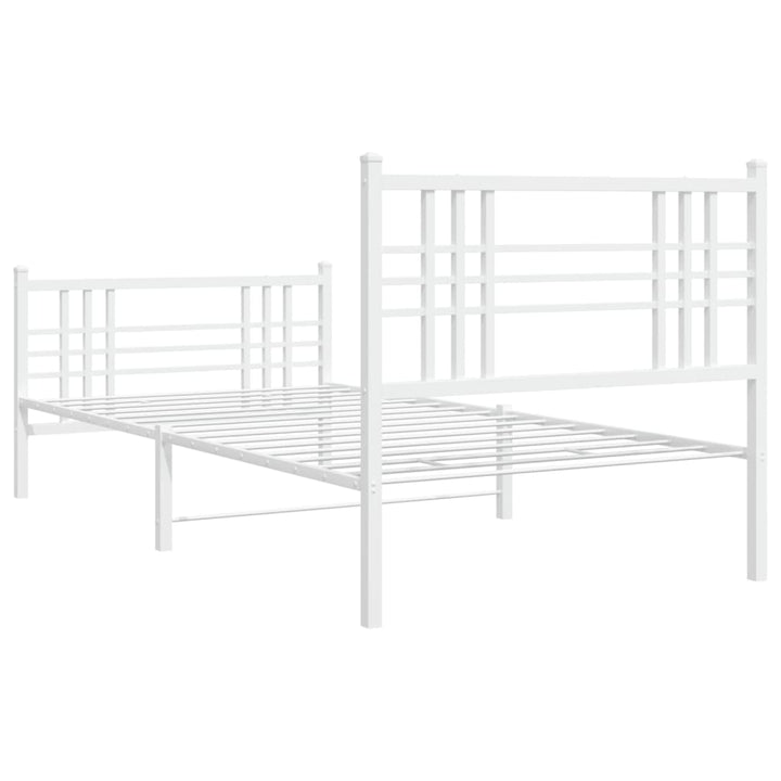 sengeramme med sengegavl og fodgærde 90x190 cm metal hvid