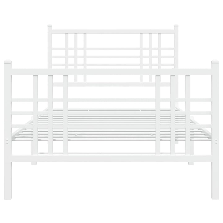 sengeramme med sengegavl og fodgærde 90x200 cm metal hvid