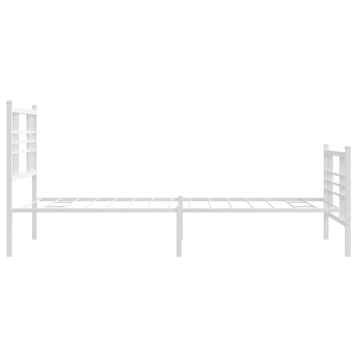 sengeramme med sengegavl og fodgærde 90x200 cm metal hvid