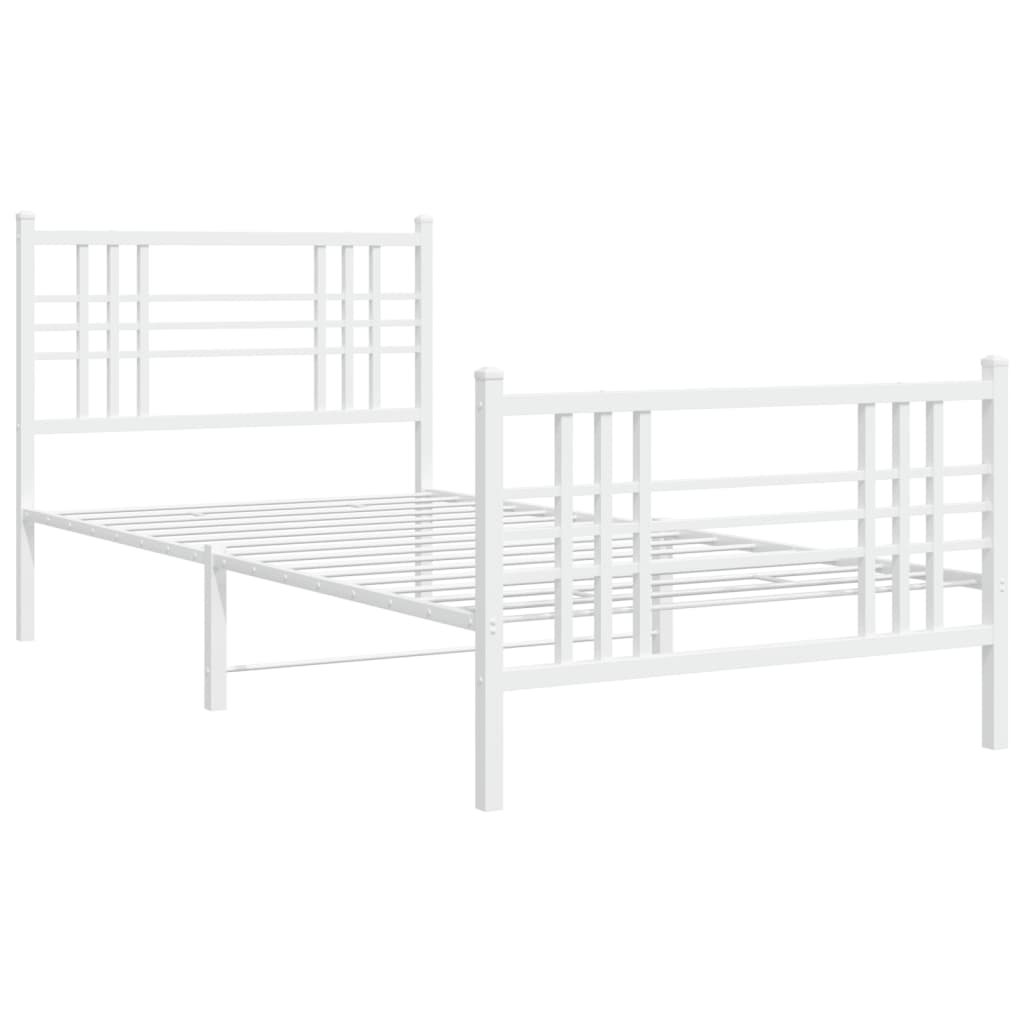 sengeramme med sengegavl og fodgærde 107x203 cm metal hvid