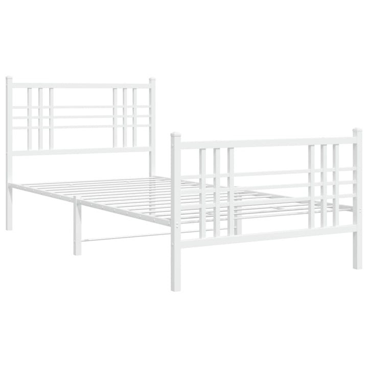 sengeramme med sengegavl og fodgærde 107x203 cm metal hvid