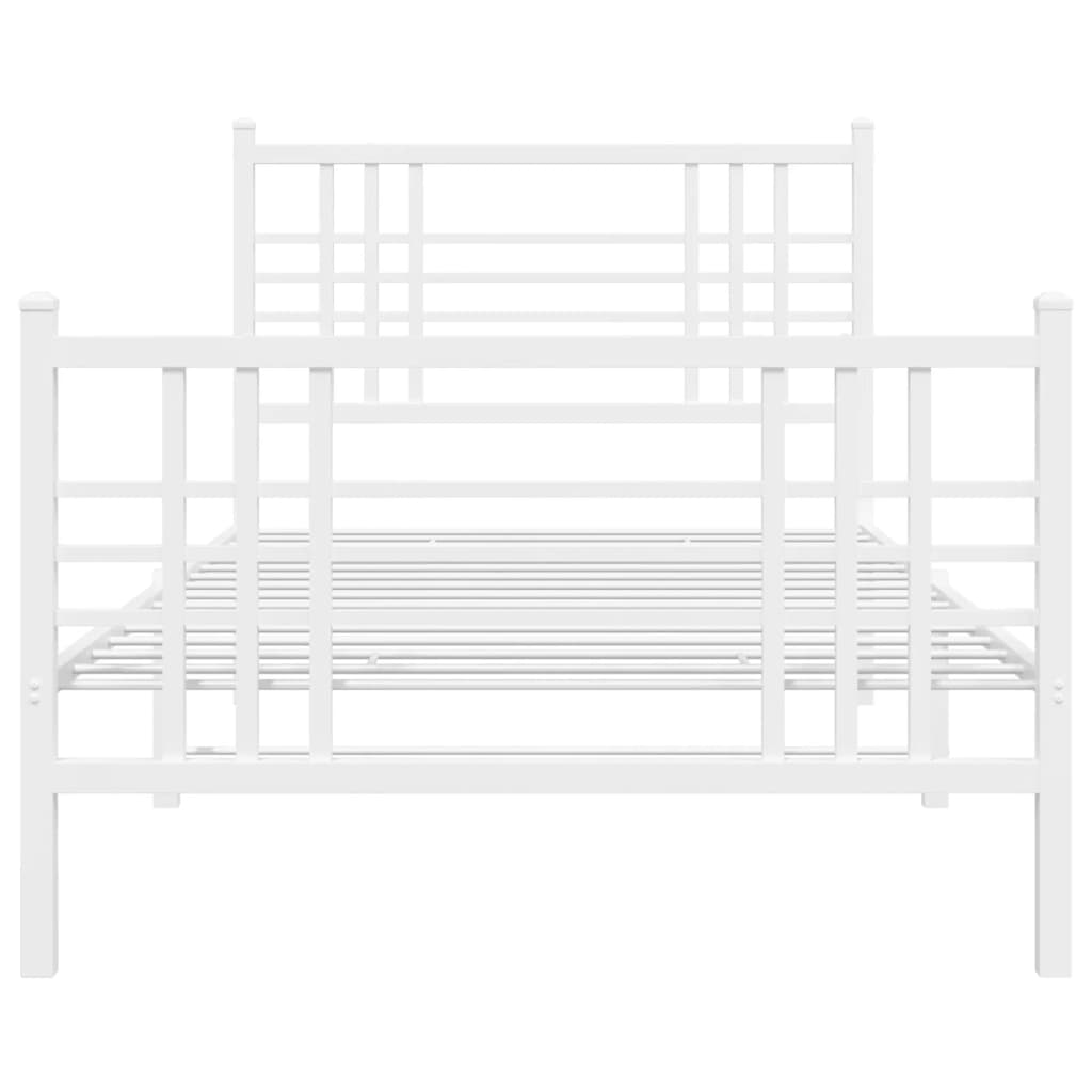 sengeramme med sengegavl og fodgærde 107x203 cm metal hvid