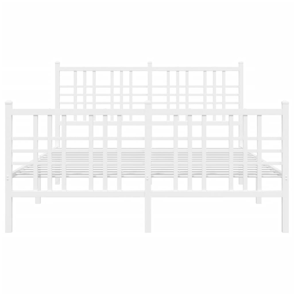 sengeramme med sengegavl og fodgærde 120x200 cm metal hvid
