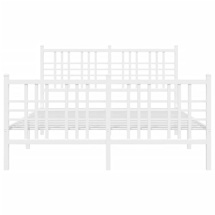 sengeramme med sengegavl og fodgærde 120x200 cm metal hvid