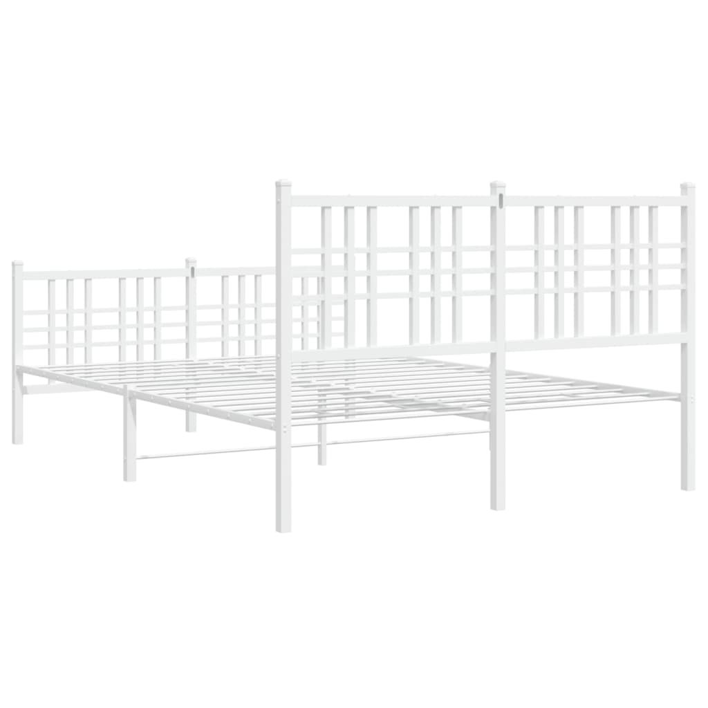 sengeramme med sengegavl og fodgærde 120x200 cm metal hvid