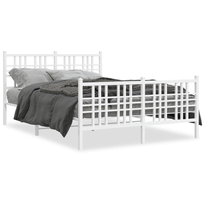 sengeramme med sengegavl og fodgærde 137x190 cm metal hvid