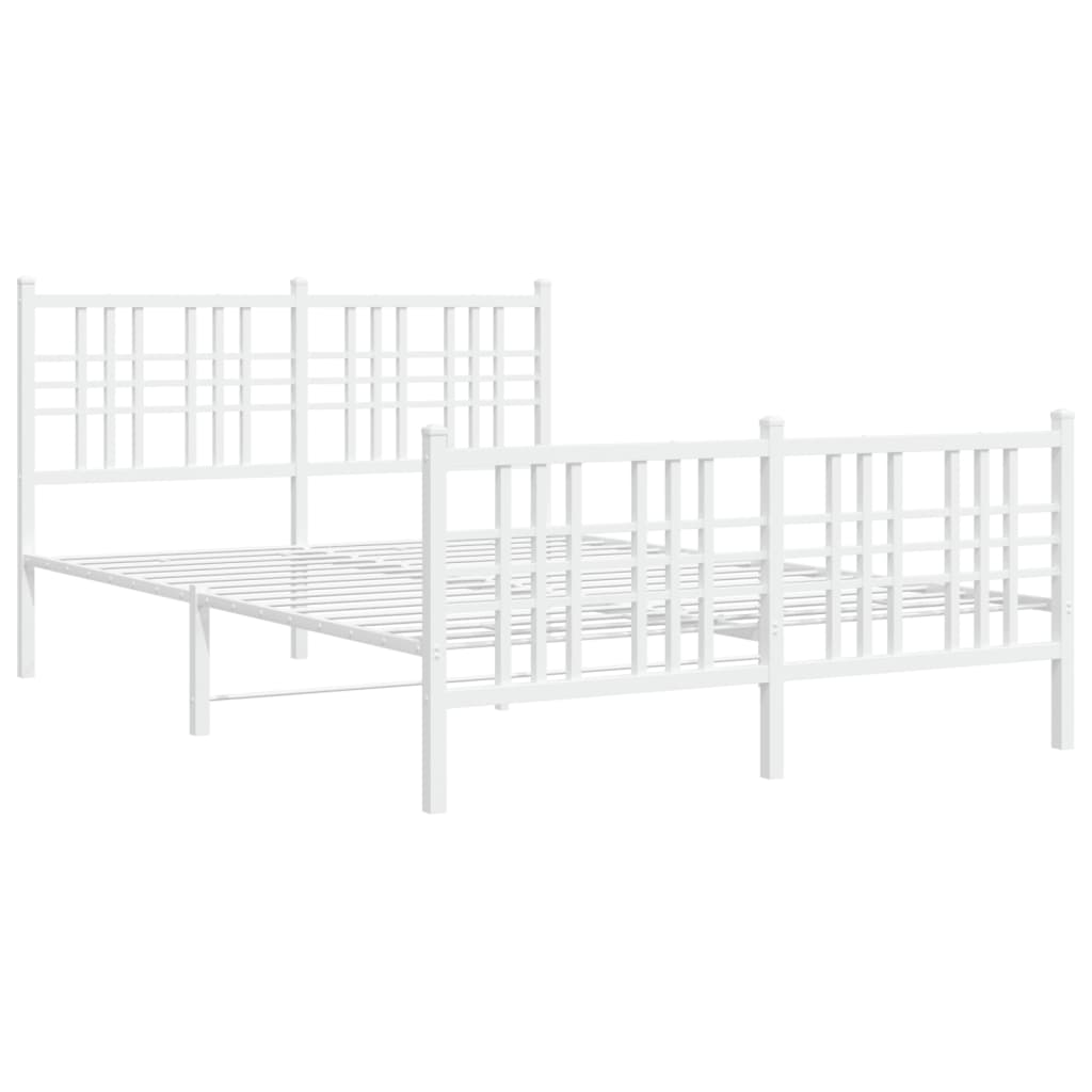 sengeramme med sengegavl og fodgærde 137x190 cm metal hvid