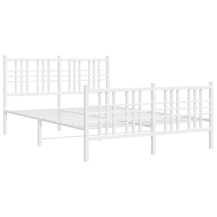 sengeramme med sengegavl og fodgærde 137x190 cm metal hvid