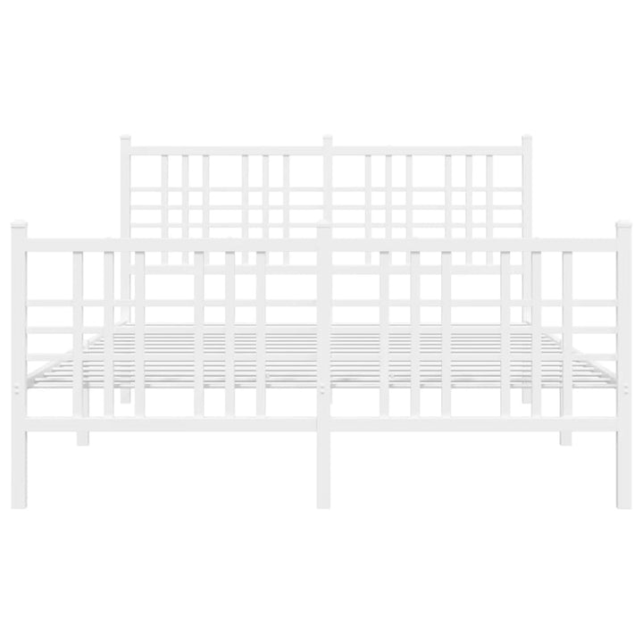 sengeramme med sengegavl og fodgærde 137x190 cm metal hvid
