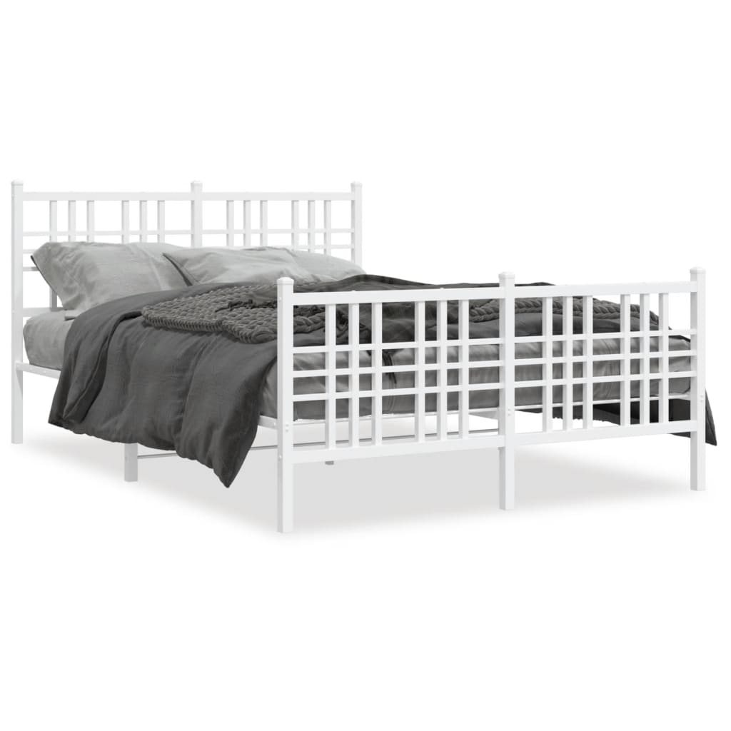sengeramme med sengegavl og fodgærde 140x190 cm metal hvid
