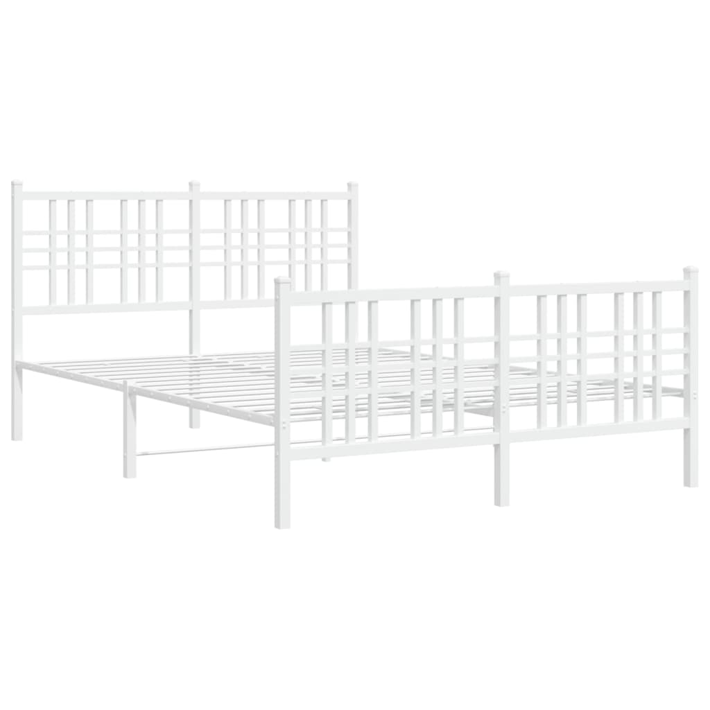 sengeramme med sengegavl og fodgærde 140x190 cm metal hvid