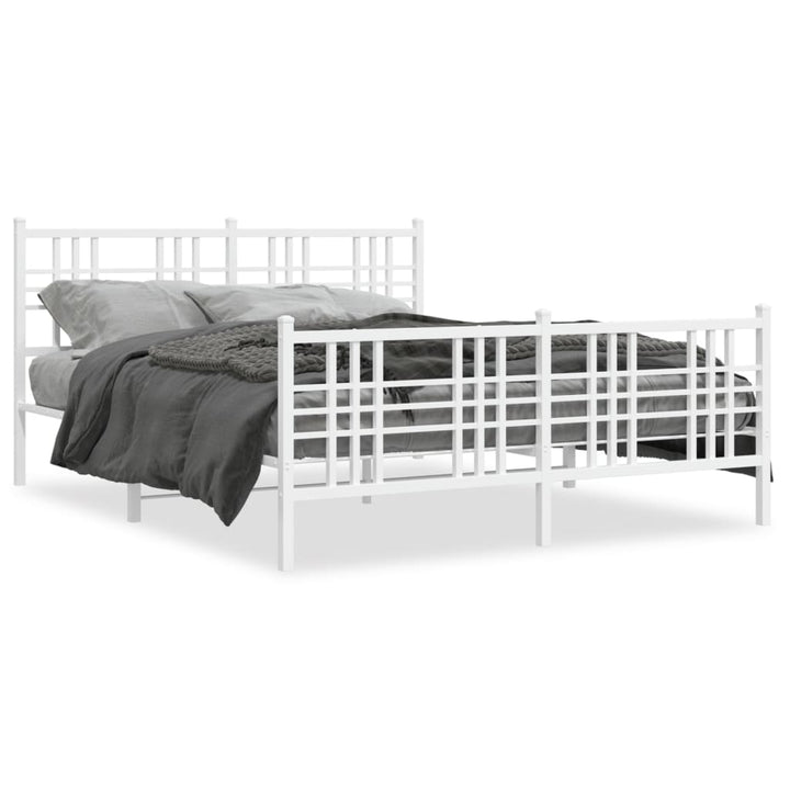 sengeramme med sengegavl og fodgærde 150x200 cm metal hvid