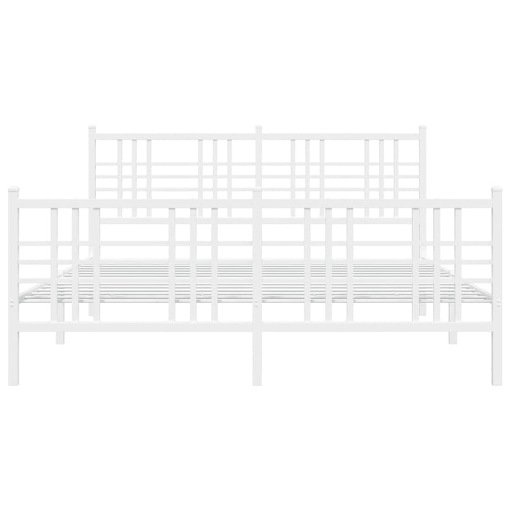 sengeramme med sengegavl og fodgærde 150x200 cm metal hvid