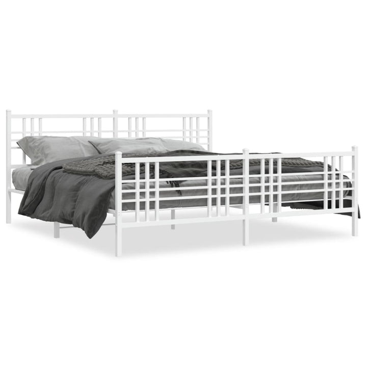 sengeramme med sengegavl og fodgærde 180x200 cm metal hvid