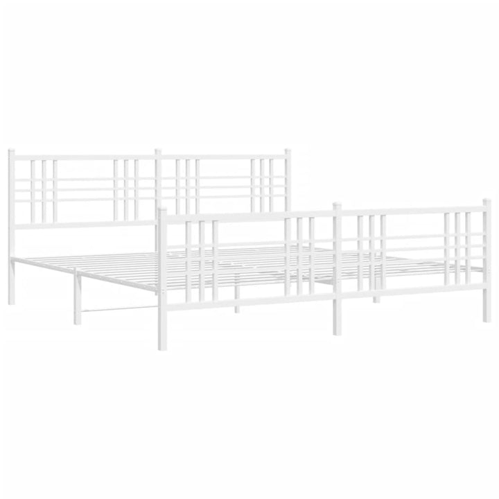 sengeramme med sengegavl og fodgærde 180x200 cm metal hvid