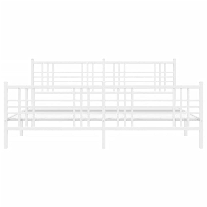 sengeramme med sengegavl og fodgærde 180x200 cm metal hvid