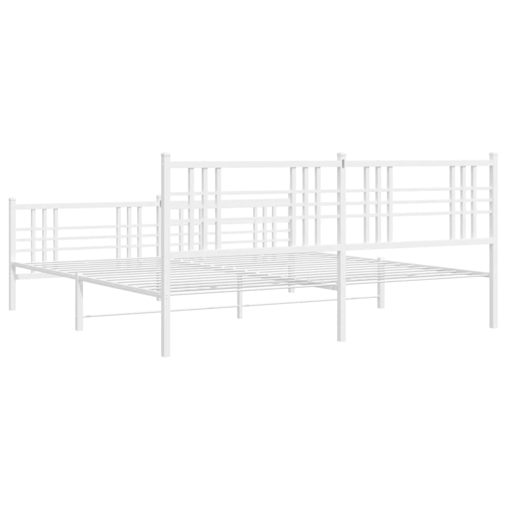 sengeramme med sengegavl og fodgærde 180x200 cm metal hvid