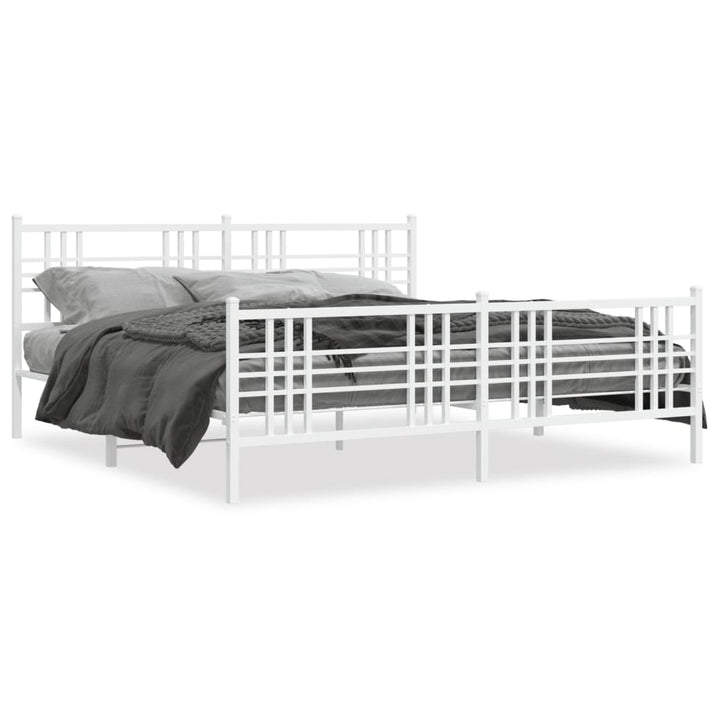 sengeramme med sengegavl og fodgærde 183x213 cm metal hvid