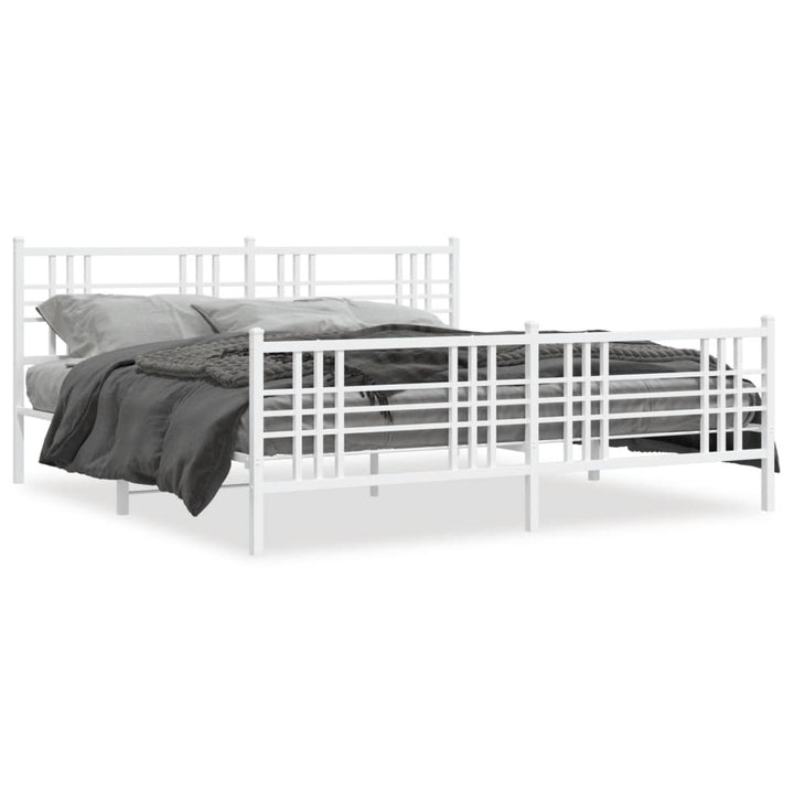 sengeramme med sengegavl og fodgærde 193x203 cm metal hvid