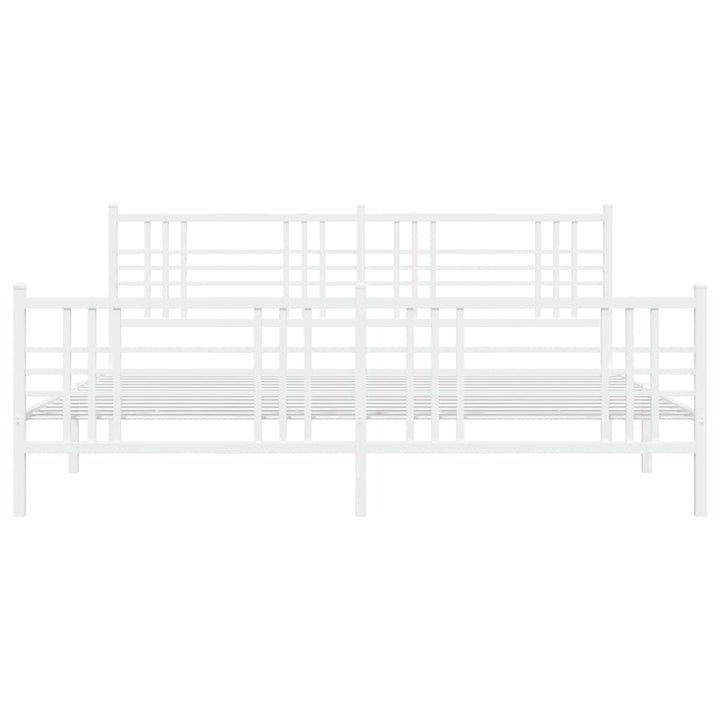 sengeramme med sengegavl og fodgærde 200x200 cm metal hvid